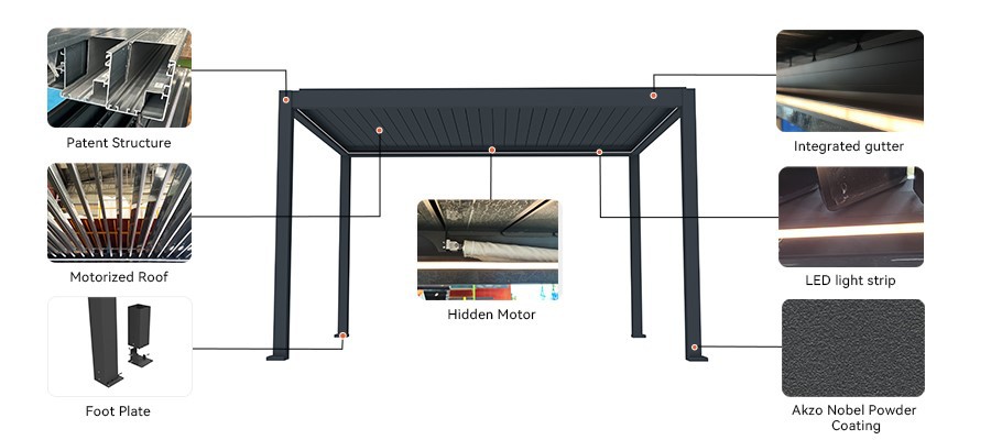25118-modern fiberglass pergola with fixed louvers-1 25118-modern fiberglass pergola with fixed louvers-1